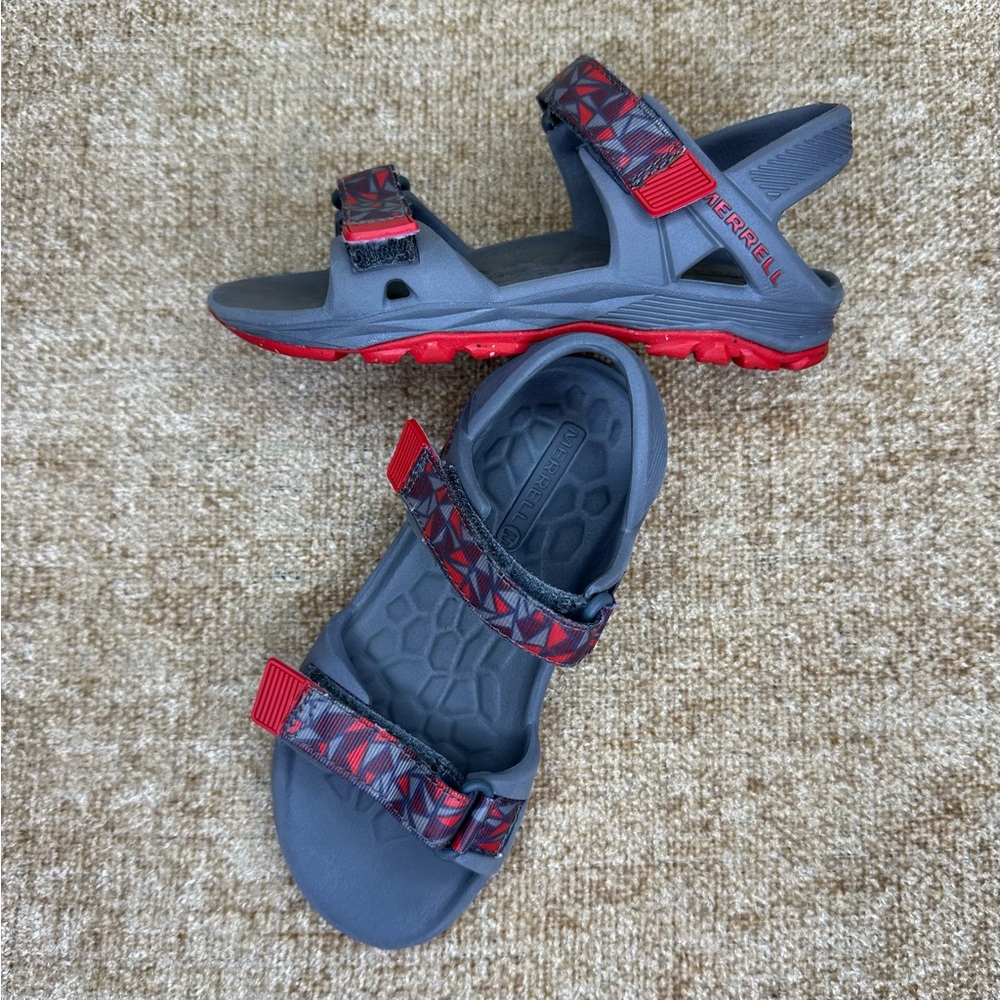 Merrell Hydro Drift Red/Grey Geometric Strappy Sandals Size 12